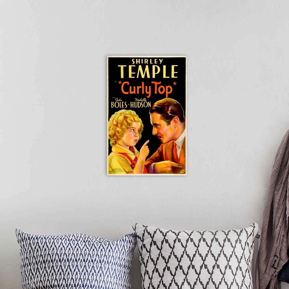 A bohemian room featuring Curly Top - Vintage Movie Poster