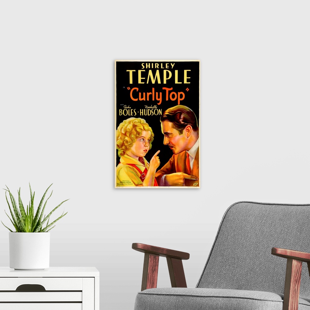 A modern room featuring Curly Top - Vintage Movie Poster