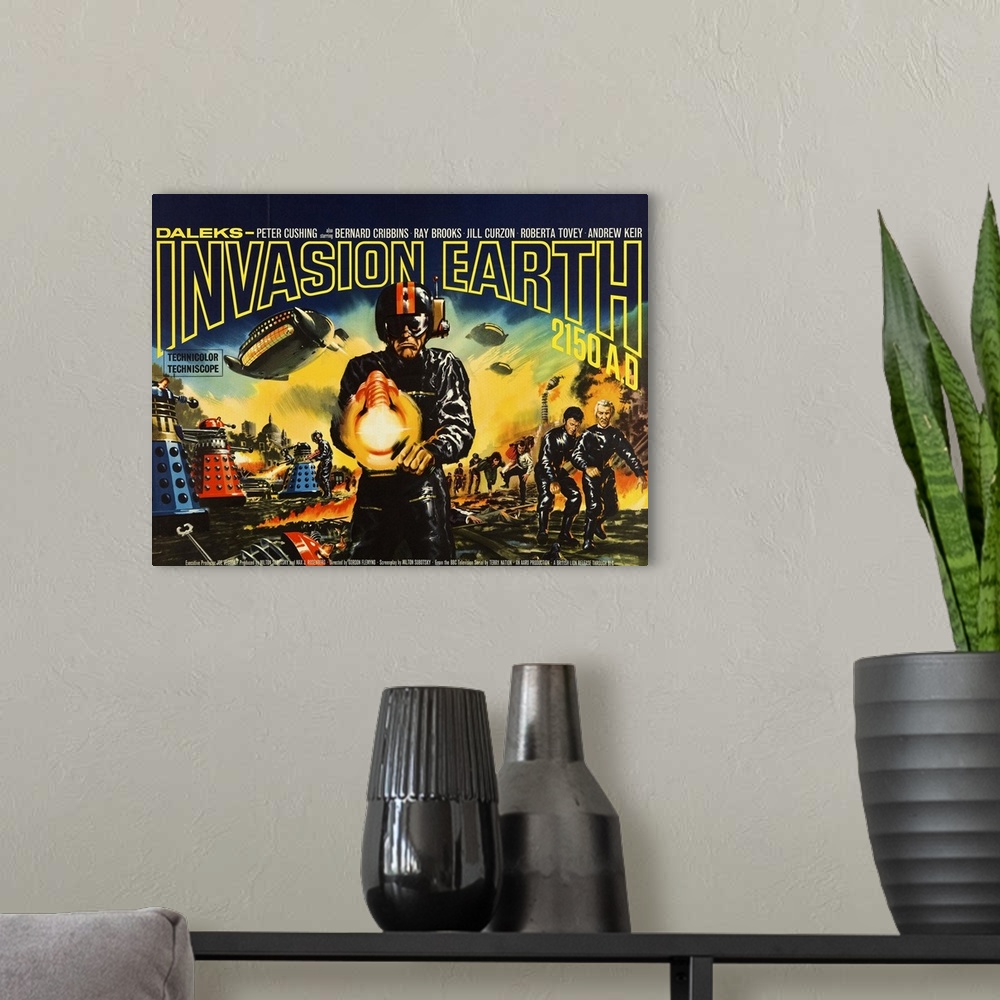 A modern room featuring Daleks: Invasion Earth 2150 AD - Vintage Movie Poster