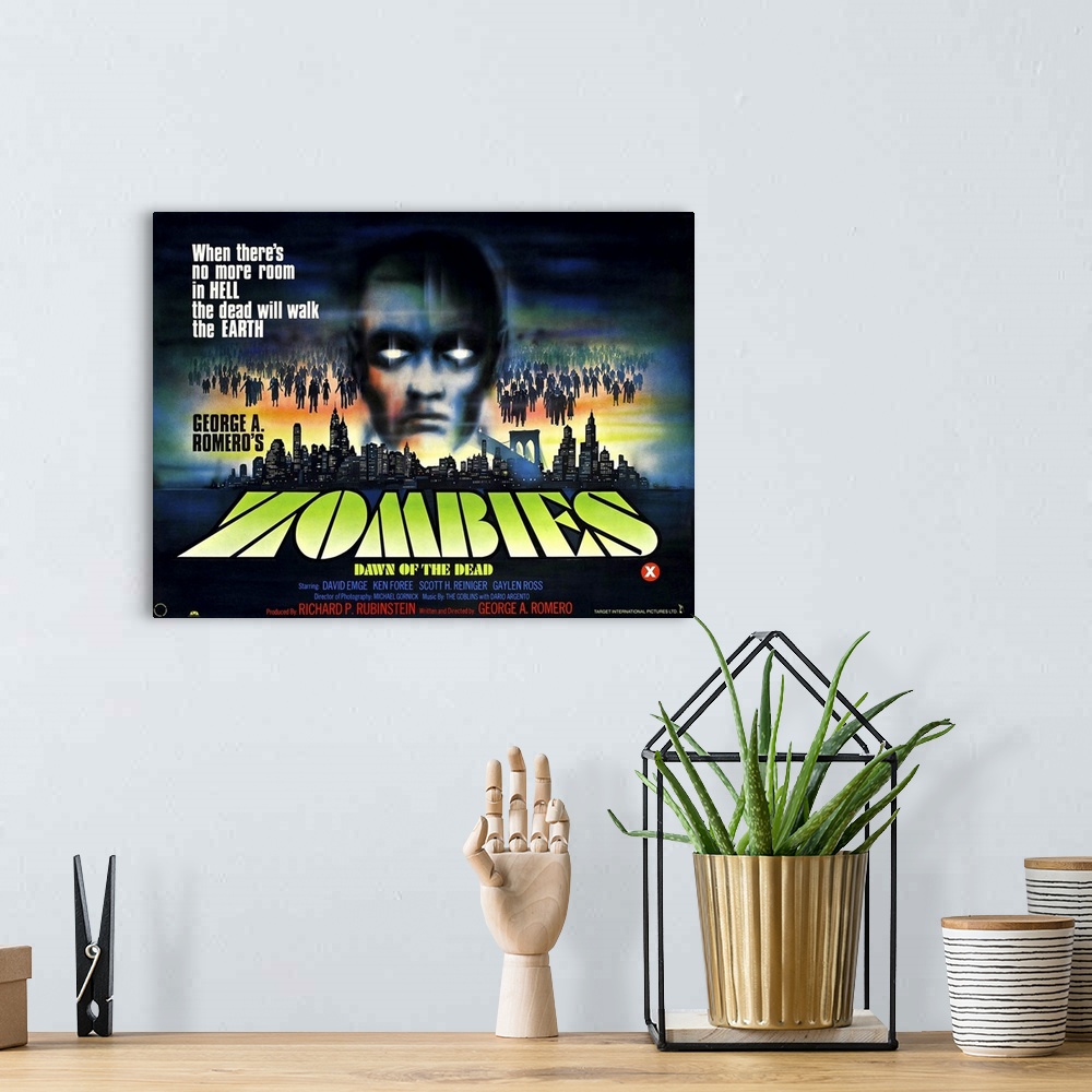 A bohemian room featuring Dawn Of The Dead, (aka Zombies), Foreign Poster Art, 1978.