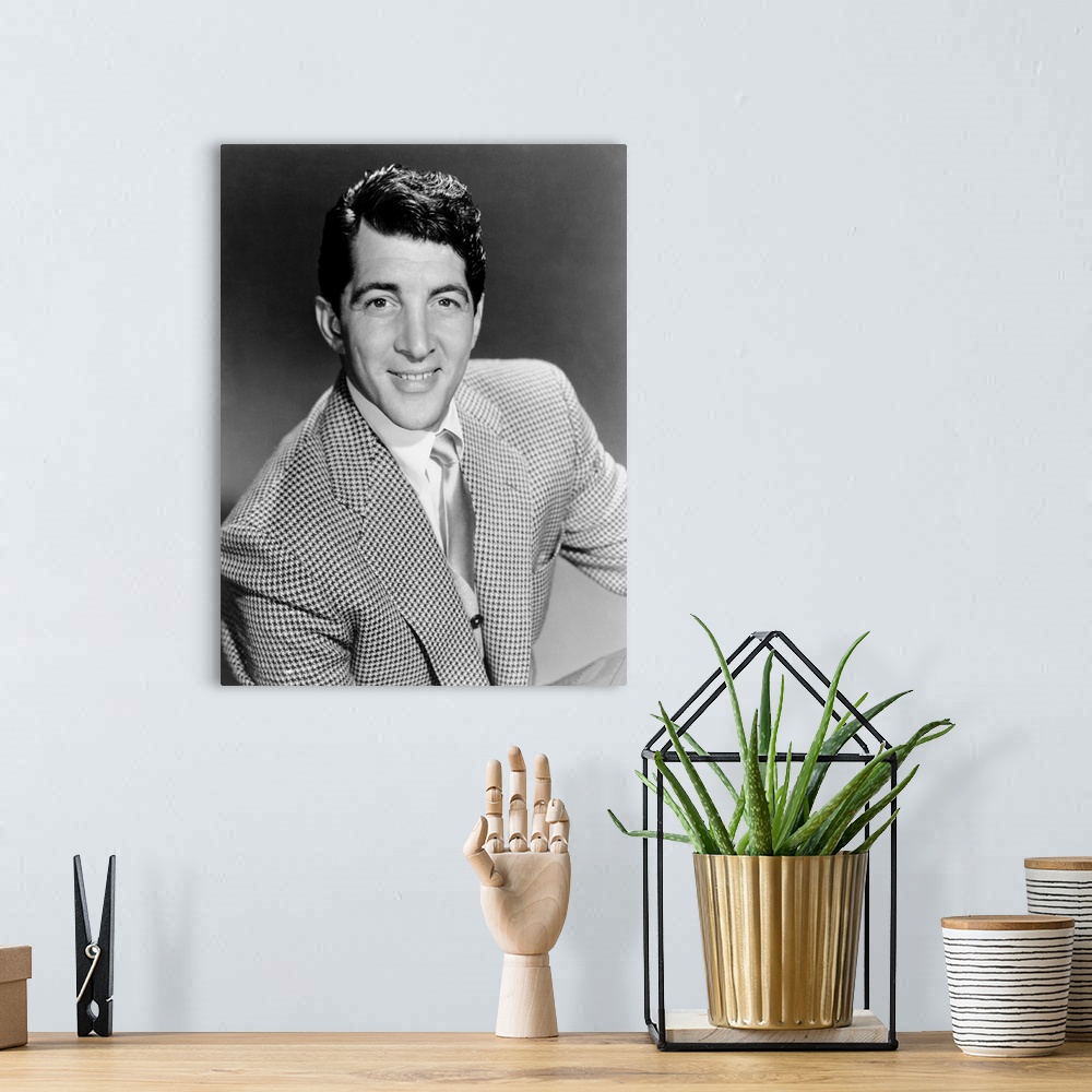 A bohemian room featuring Black and white photograph of Dean Martin.