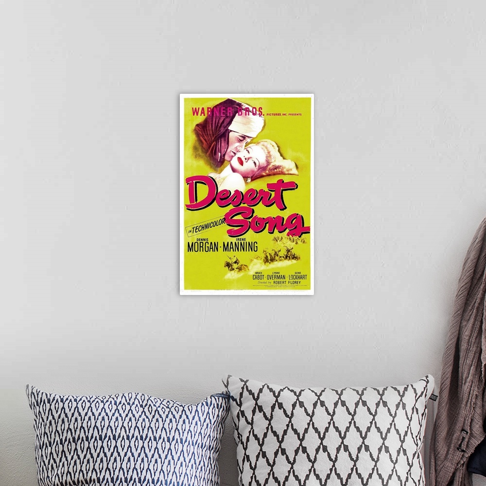 A bohemian room featuring Desert Song - Vintage Movie Poster