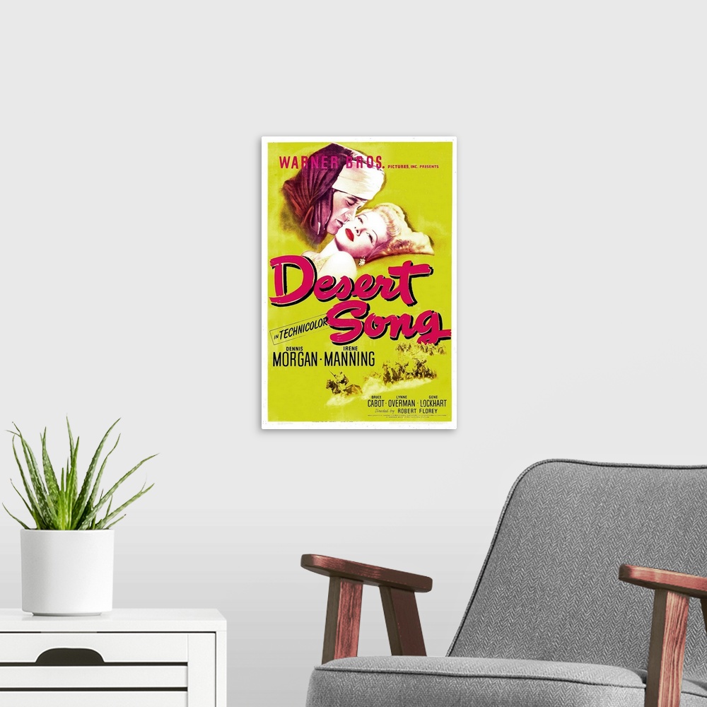 A modern room featuring Desert Song - Vintage Movie Poster