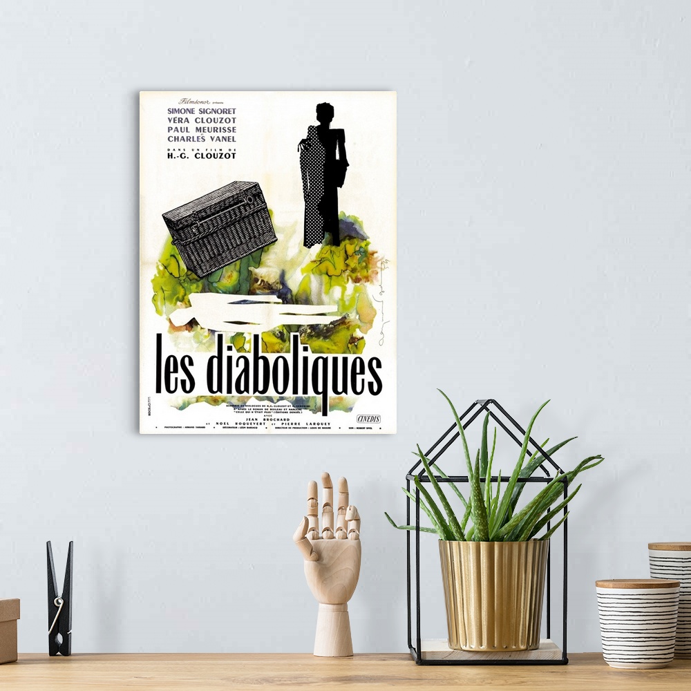 A bohemian room featuring Diabolique, (aka Les Diaboliques), French Poster Art, 1955.