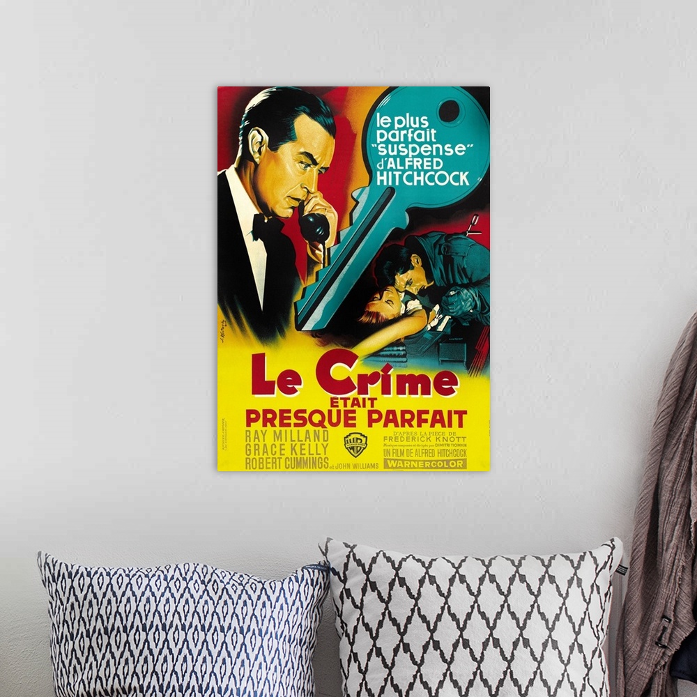 A bohemian room featuring Dial M For Murder, (aka Le Crime Etait Presque Parfait), French Poster Art, Ray Milland (Left), A...