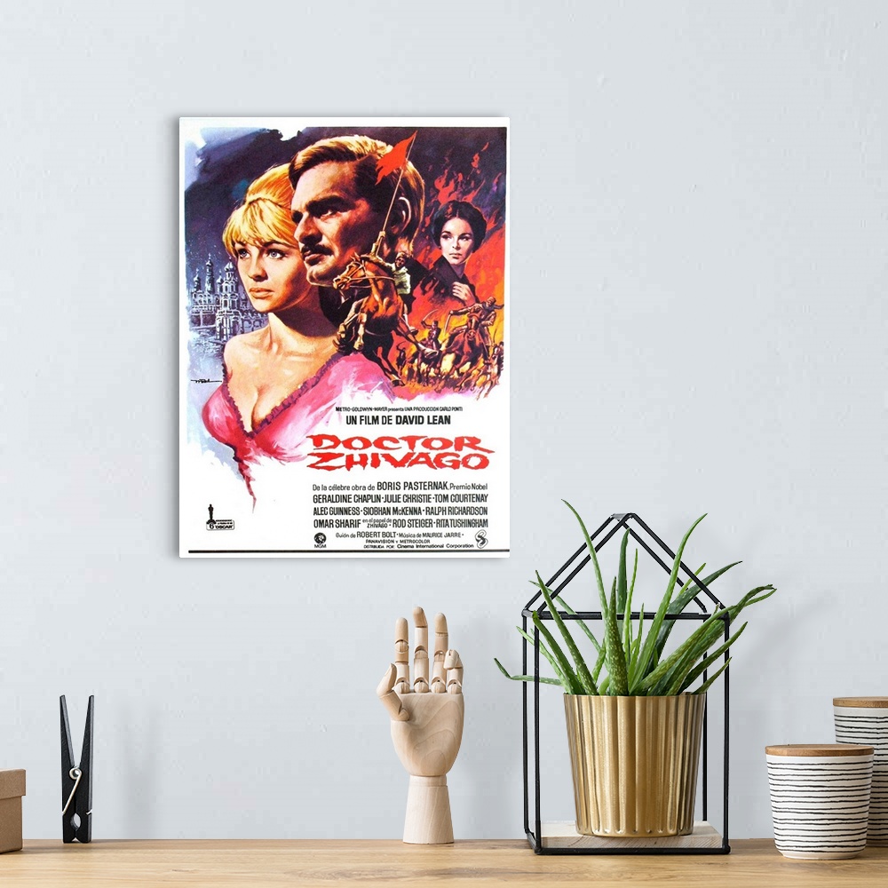 A bohemian room featuring Doctor Zhivago, L-R: Julie Christie, Omar Sharif, Geraldine Chaplin On Spanish Poster Art, 1965.
