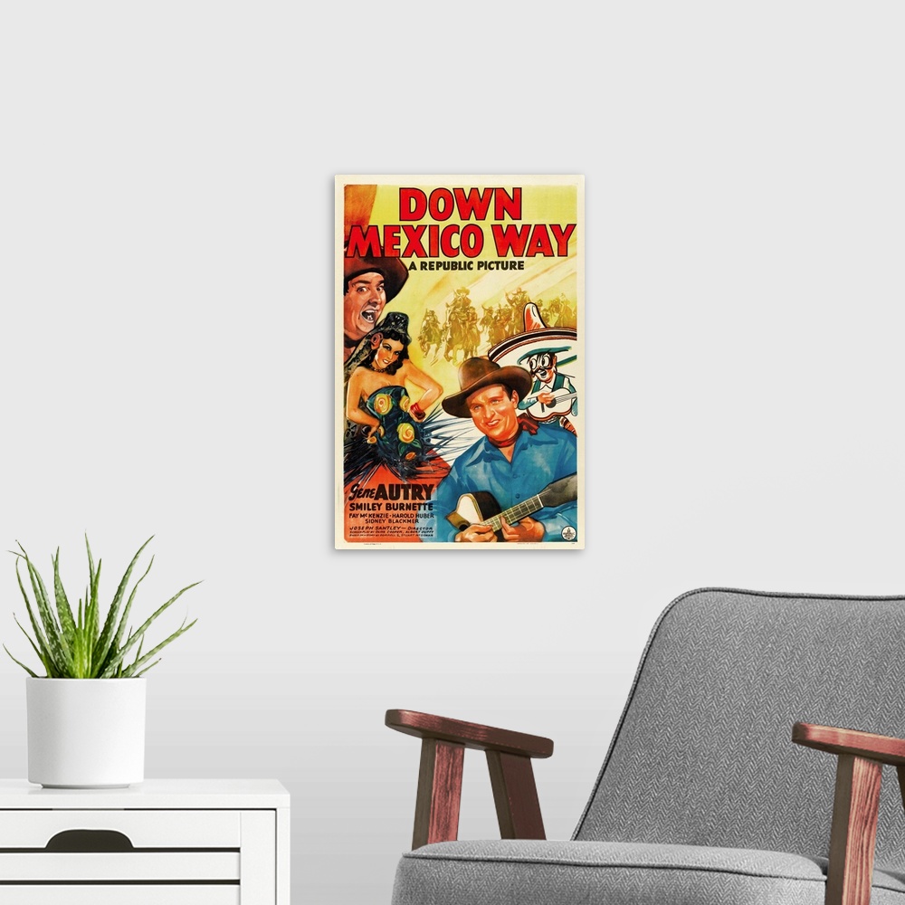 A modern room featuring Down Mexico Way - Vintage Movie Poster