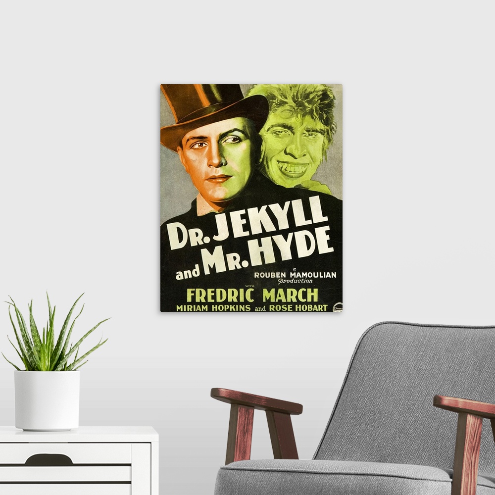 A modern room featuring Dr. Jekyll and Mr. Hyde - Vintage Movie Poster