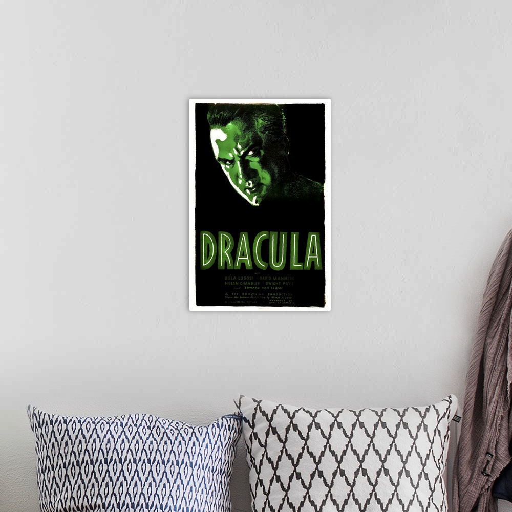 A bohemian room featuring Dracula - Vintage Movie Poster