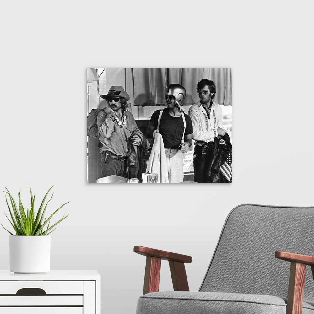 A modern room featuring EASY RIDER, from left, Dennis Hopper, Jack Nicholson, Peter Fonda, 1969