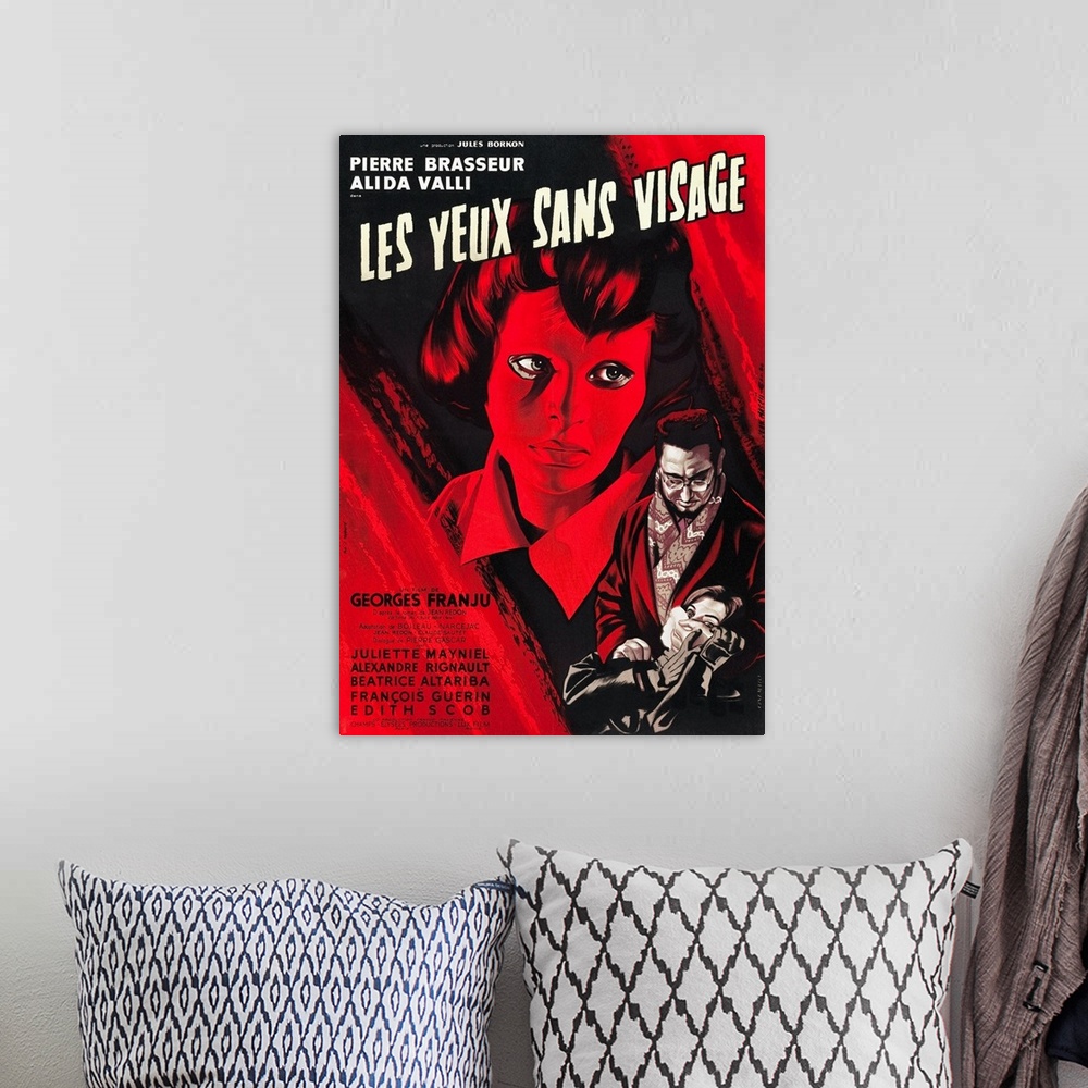 A bohemian room featuring Eyes Without A Face - Vintage Movie Poster (French)