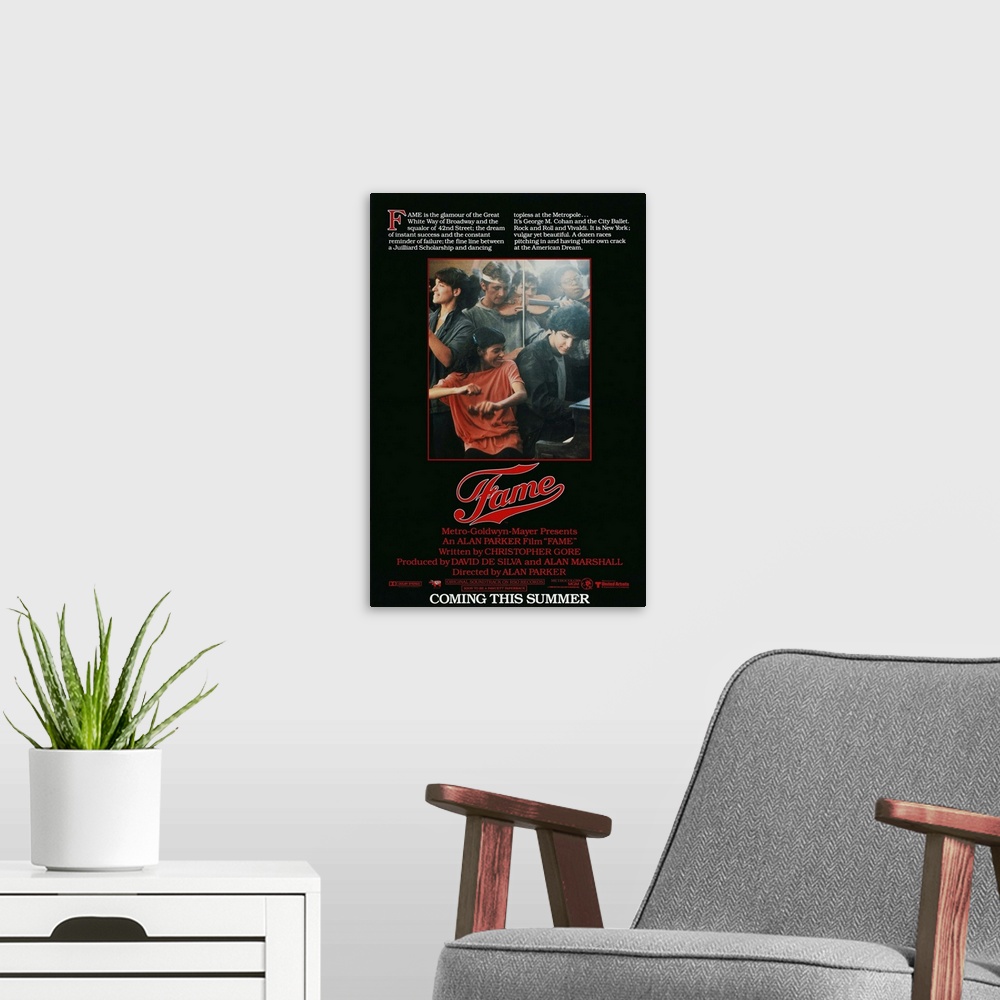 A modern room featuring Fame - Movie Poster