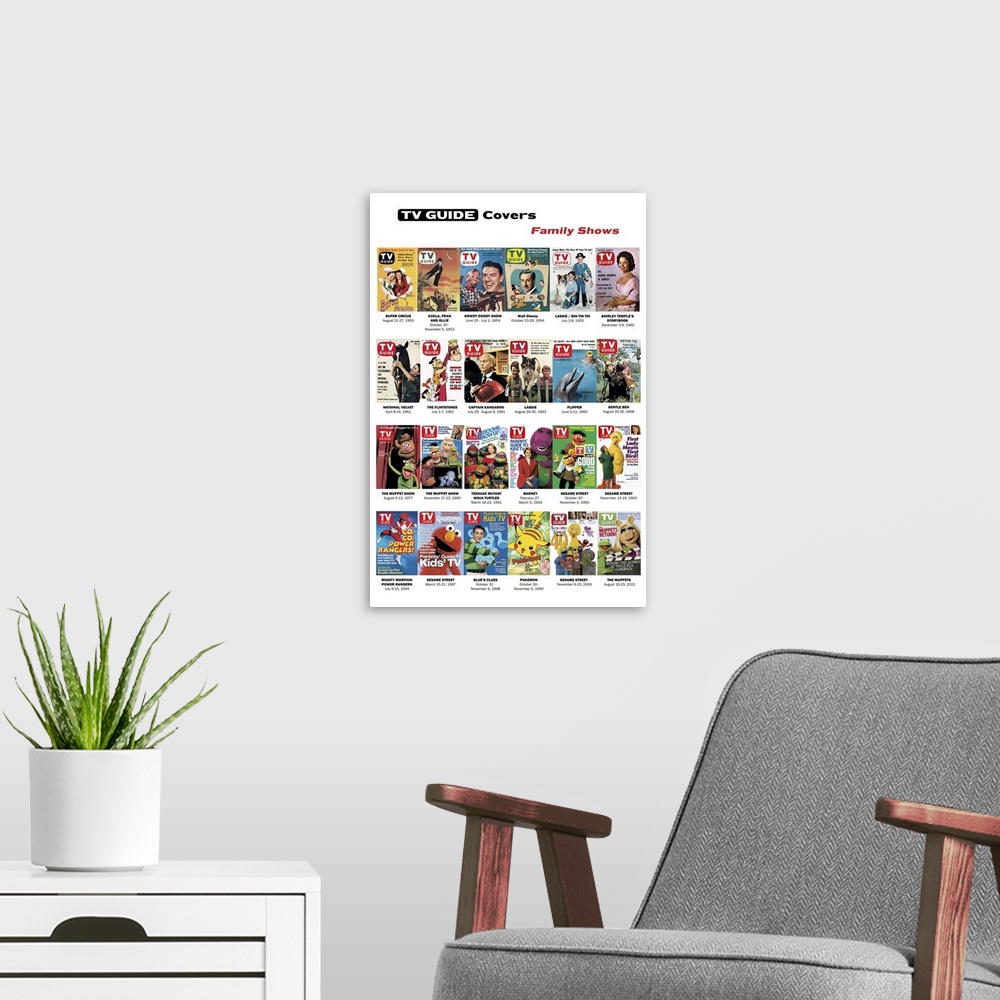 A modern room featuring Family Shows, TV Guide Covers Poster, 2020. TV Guide.