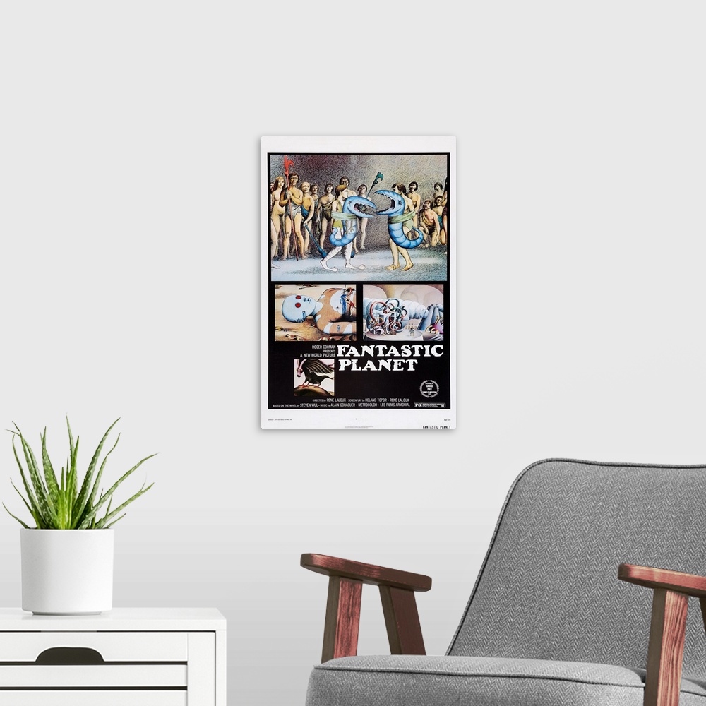 A modern room featuring Fantastic Planet - Vintage Movie Poster