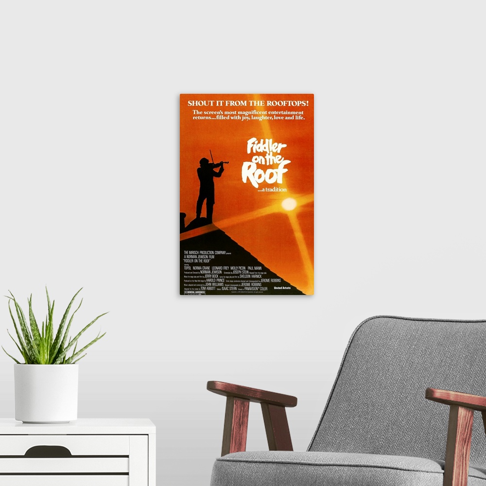 A modern room featuring Fiddler On The Roof, Poster Art, 1971.