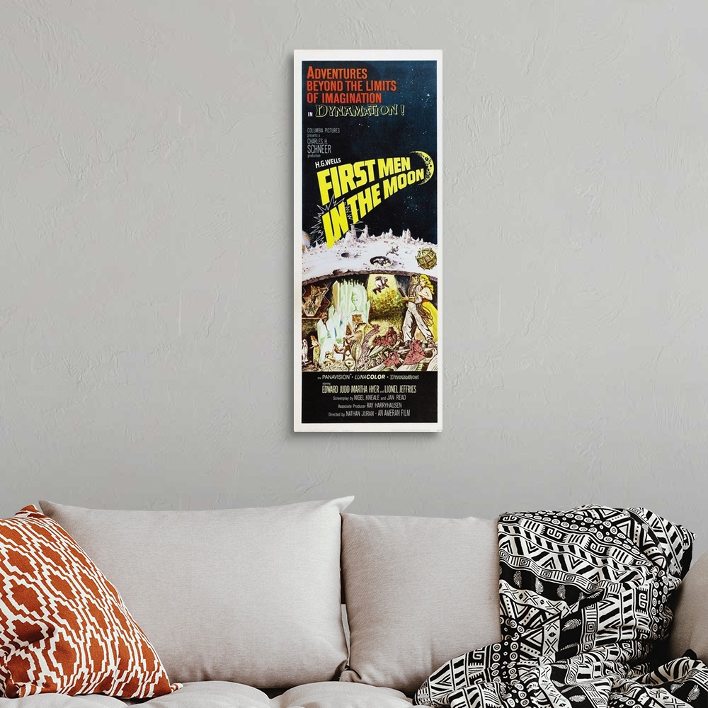 A bohemian room featuring First Men In The Moon - Vintage Movie Poster