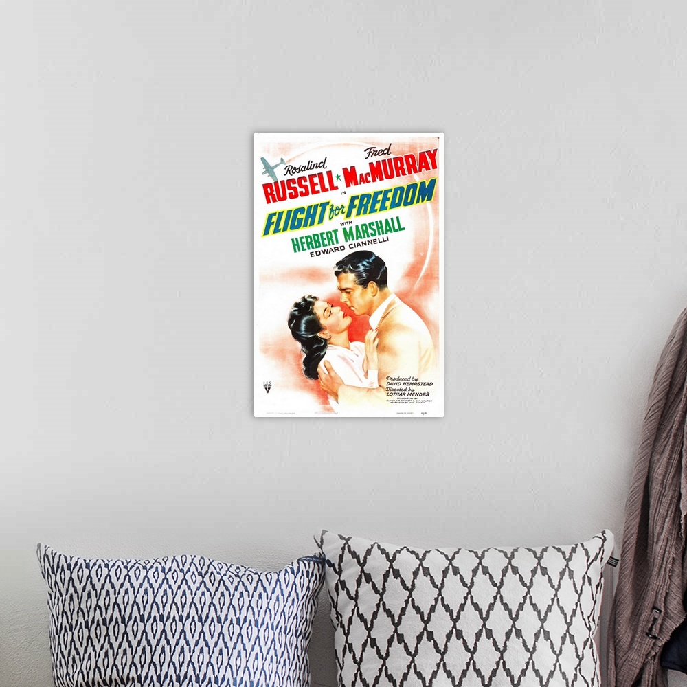 A bohemian room featuring Flight For Freedom - Vintage Movie Poster