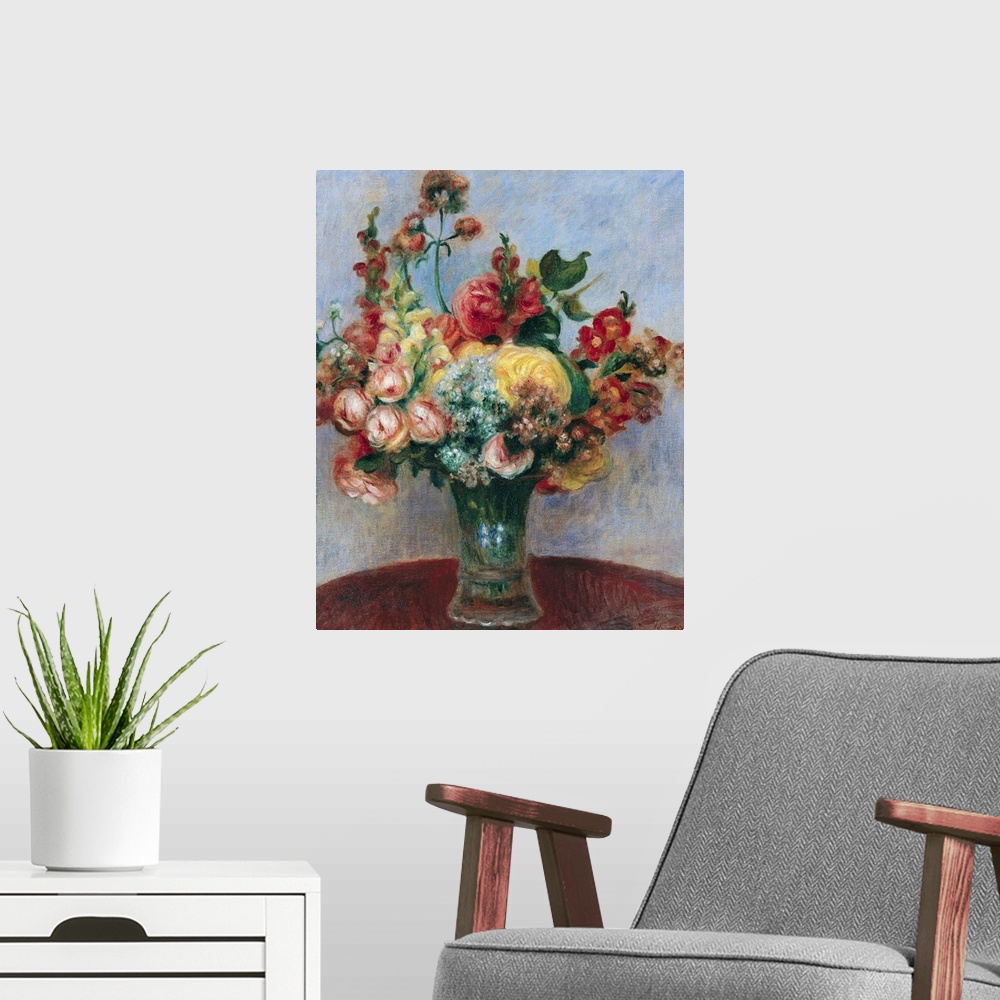 A modern room featuring Flowers in a Vase