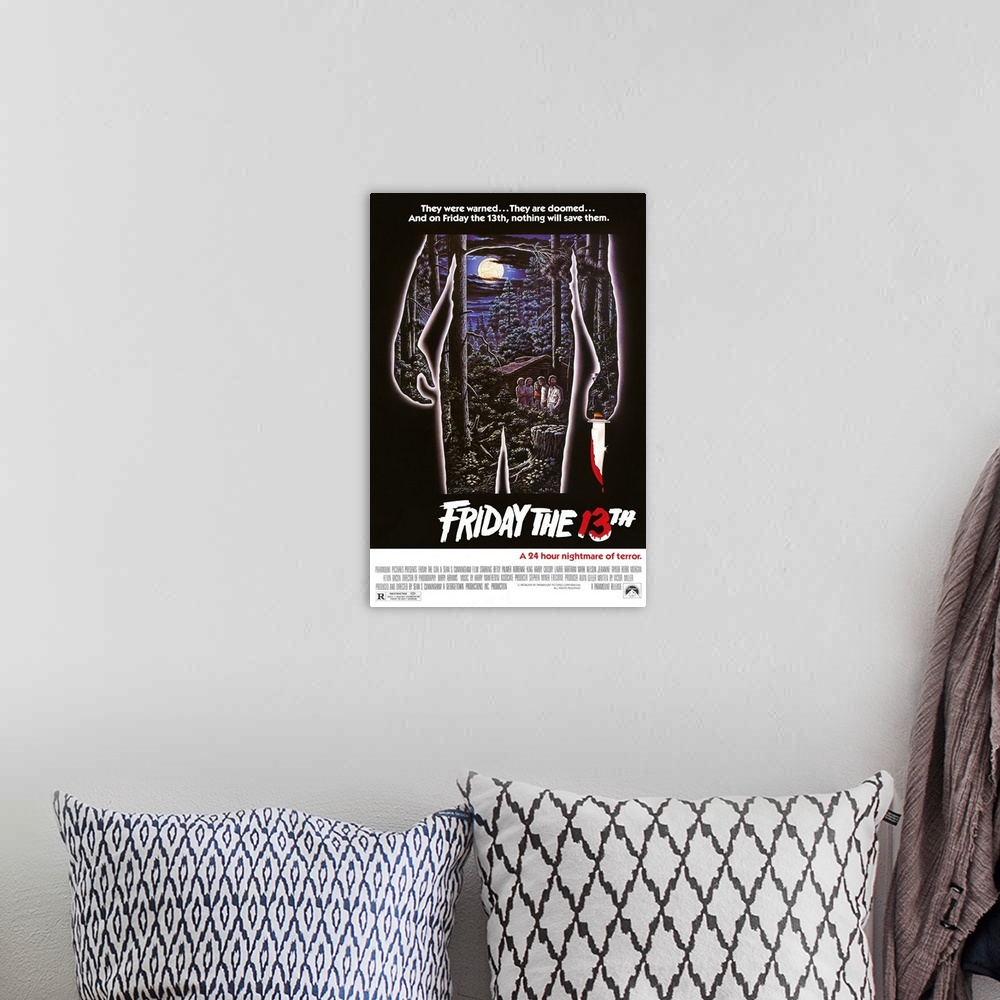 A bohemian room featuring Friday the 13th - Vintage Movie Poster