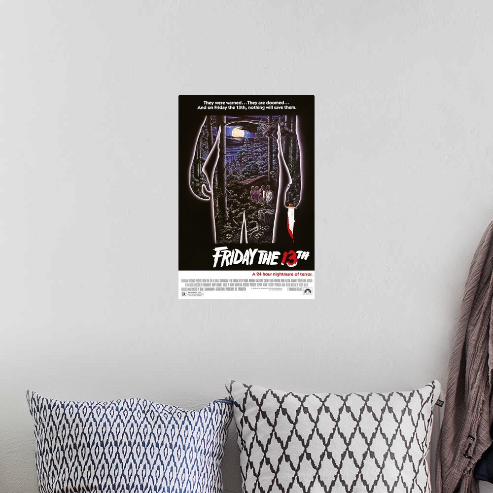 A bohemian room featuring Friday the 13th - Vintage Movie Poster