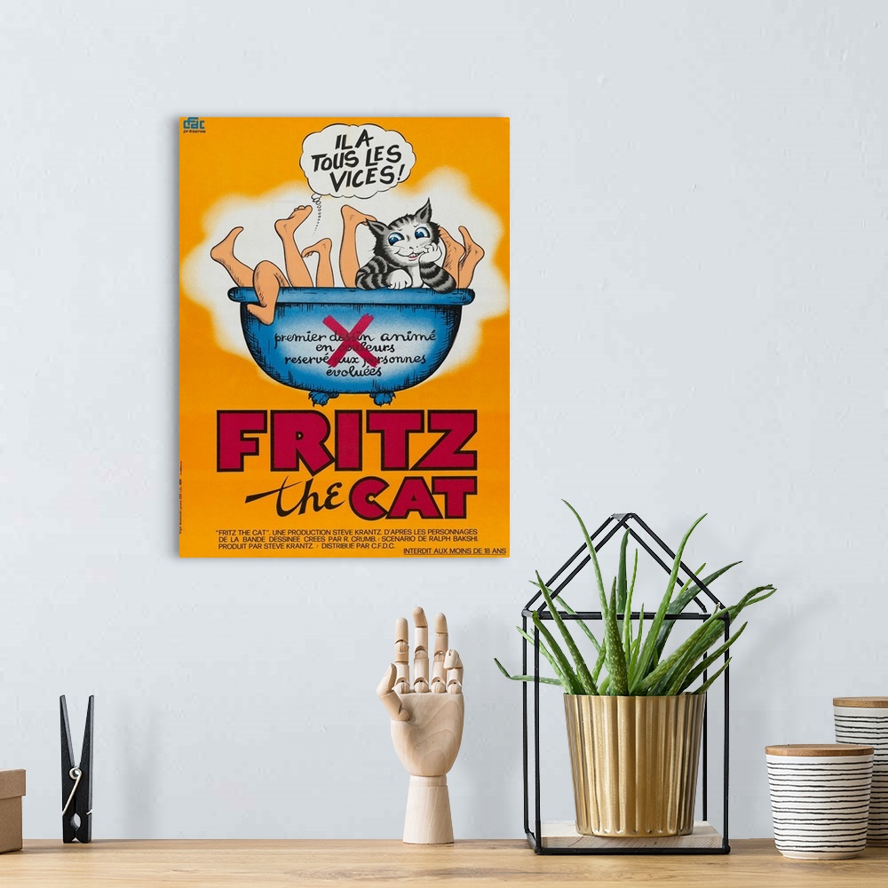 A bohemian room featuring Fritz The Cat, Fritz The Cat On French Poster Art, 1972.