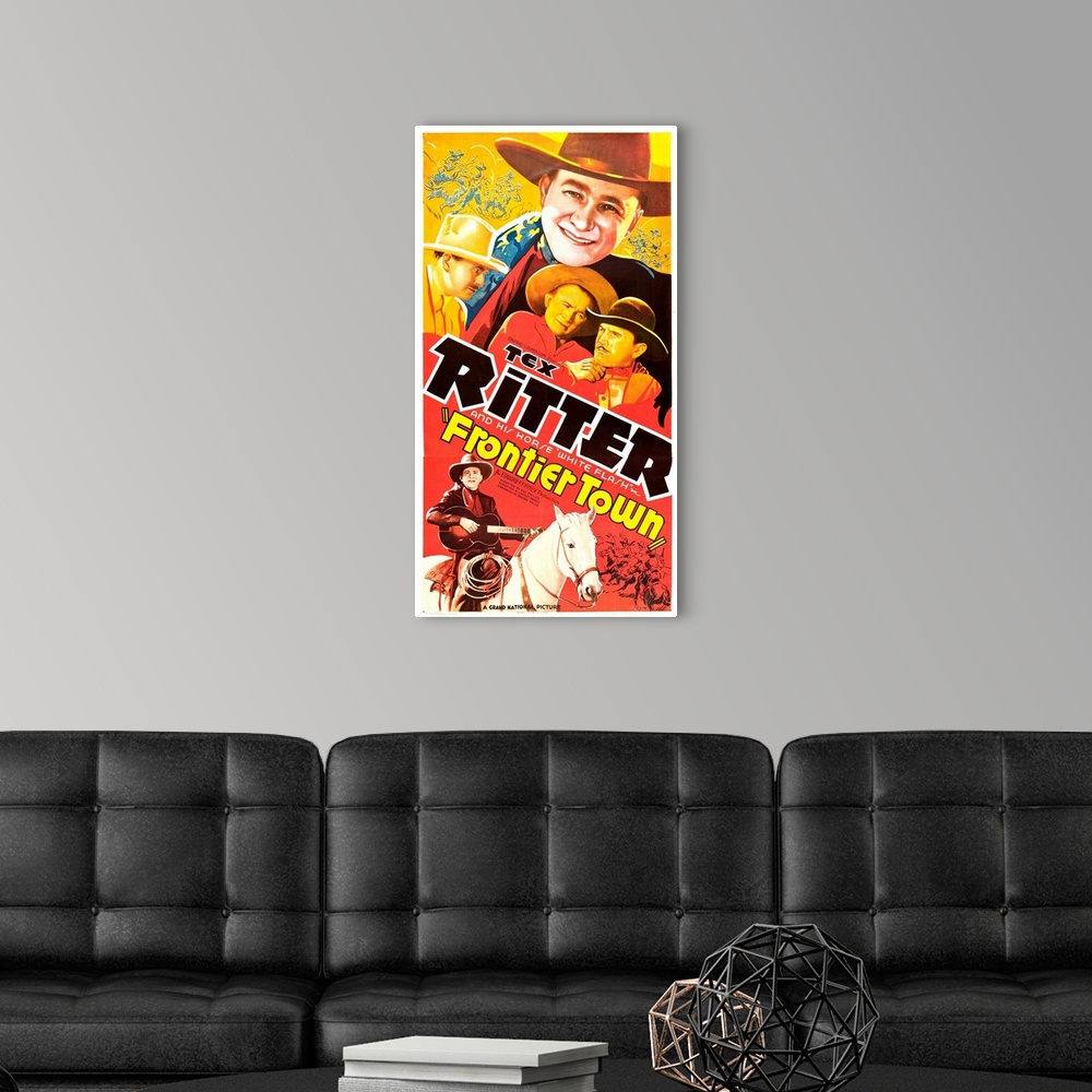 A modern room featuring Frontier Town - Vintage Movie Poster