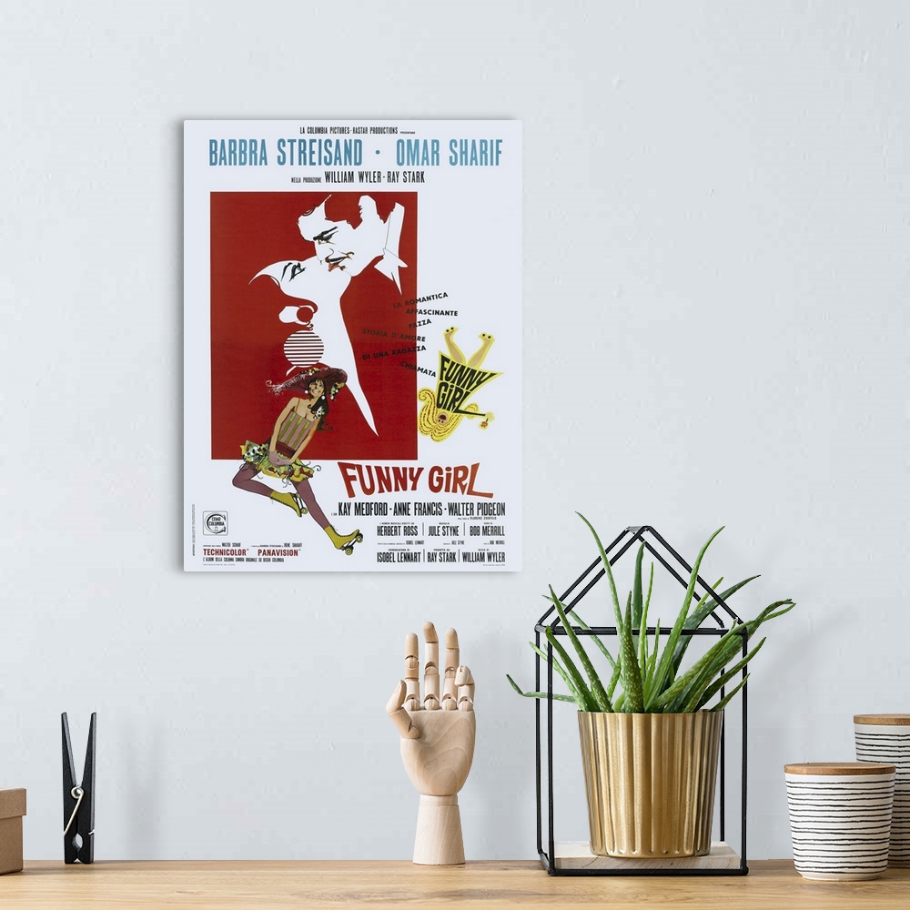 A bohemian room featuring Funny Girl - Vintage Movie Poster (Italian)