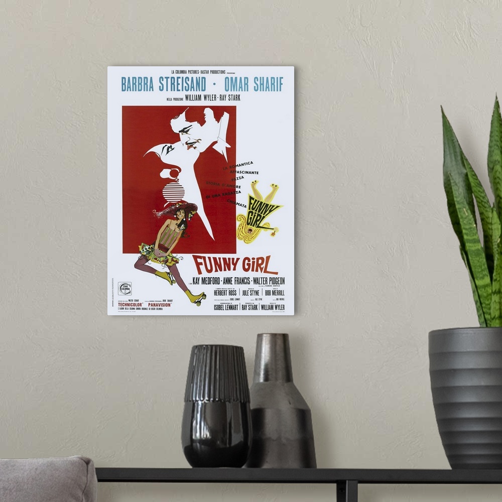 A modern room featuring Funny Girl - Vintage Movie Poster (Italian)