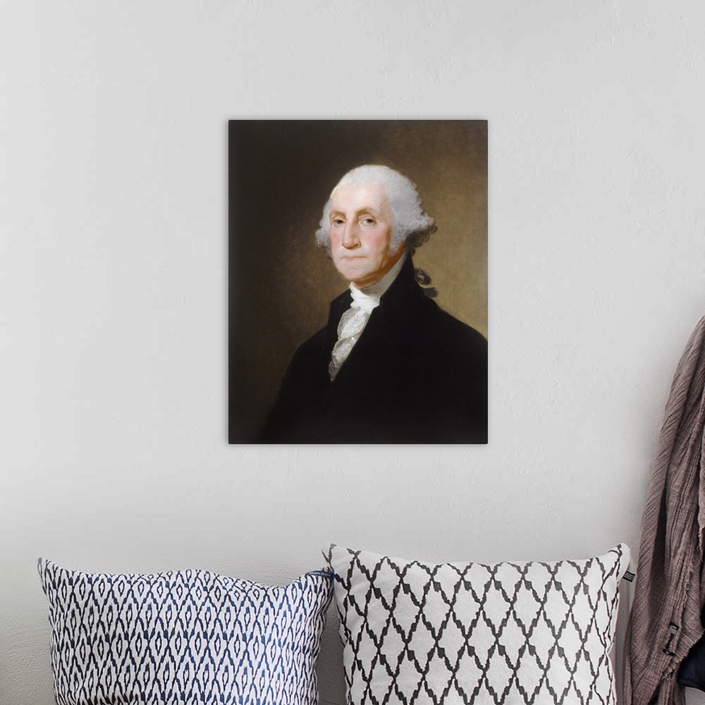 A bohemian room featuring George Washington, by Gilbert Stuart, 1821, American painting, oil on canvas. In 1796 Washington ...