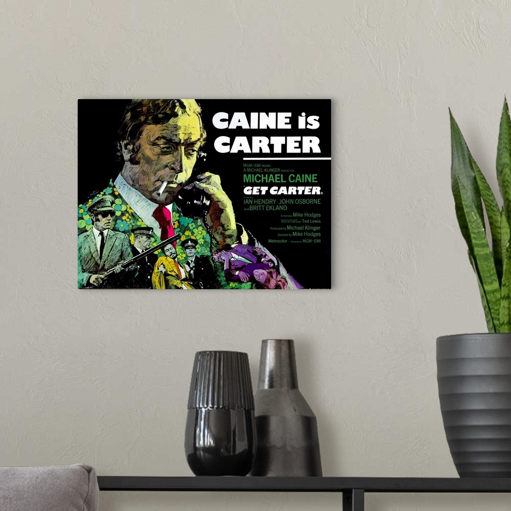 A modern room featuring Get Carter, British Poster, Michael Caine, 1971.
