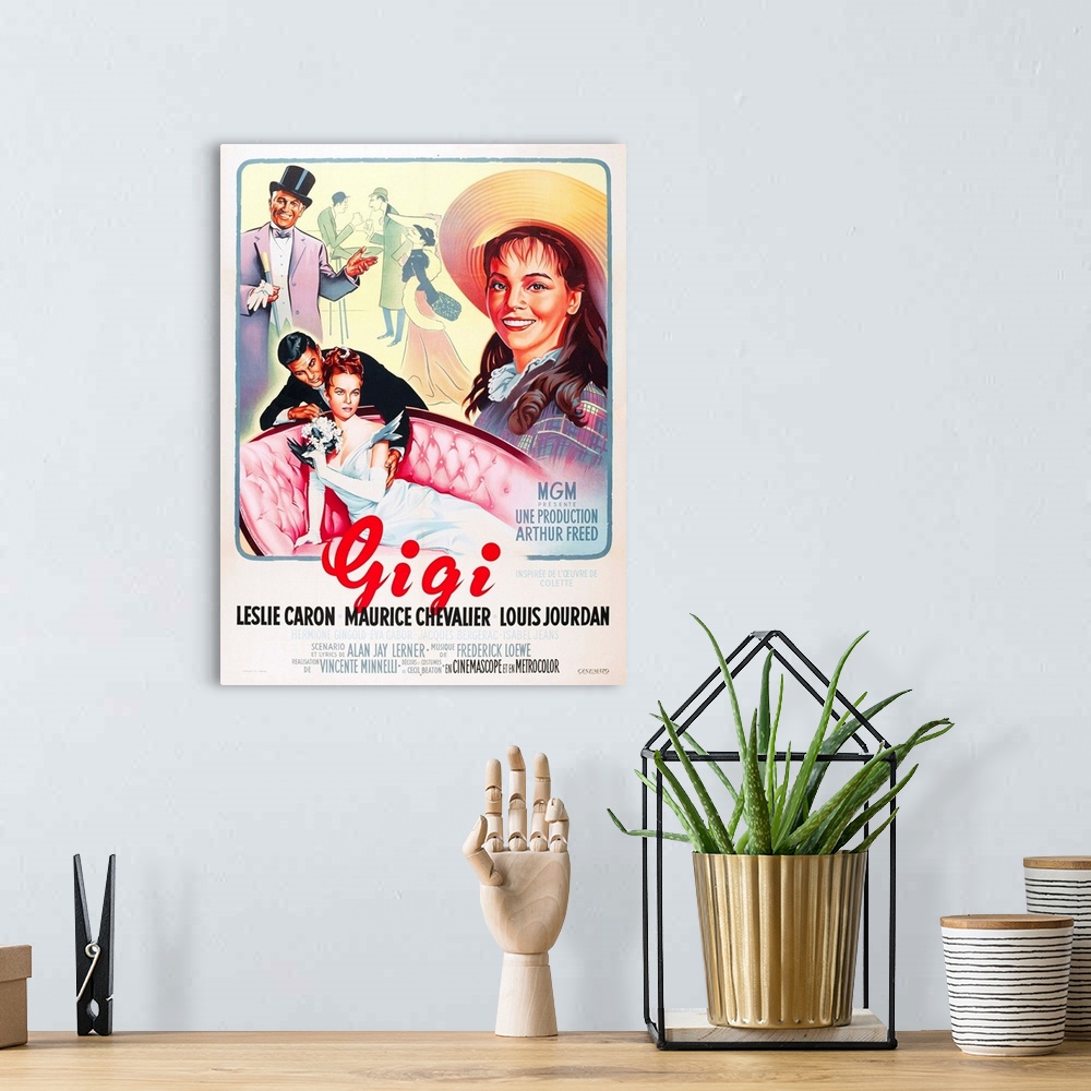 A bohemian room featuring Gigi - Vintage Movie Poster (French)