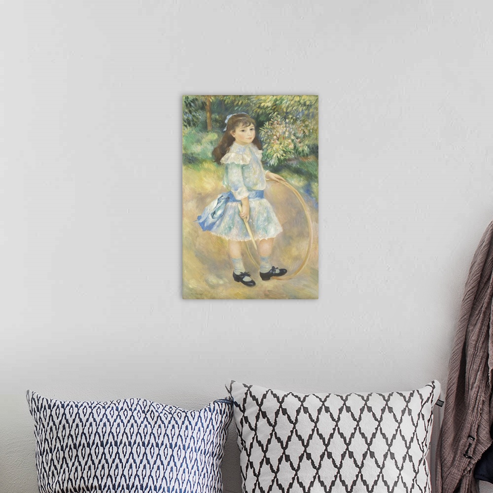 A bohemian room featuring Girl with a Hoop, by Auguste Renoir, 1885, French impressionist painting, oil on canvas. Renoir w...
