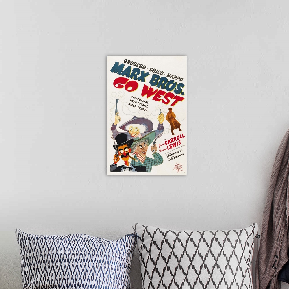 A bohemian room featuring Go West - Vintage Movie Poster
