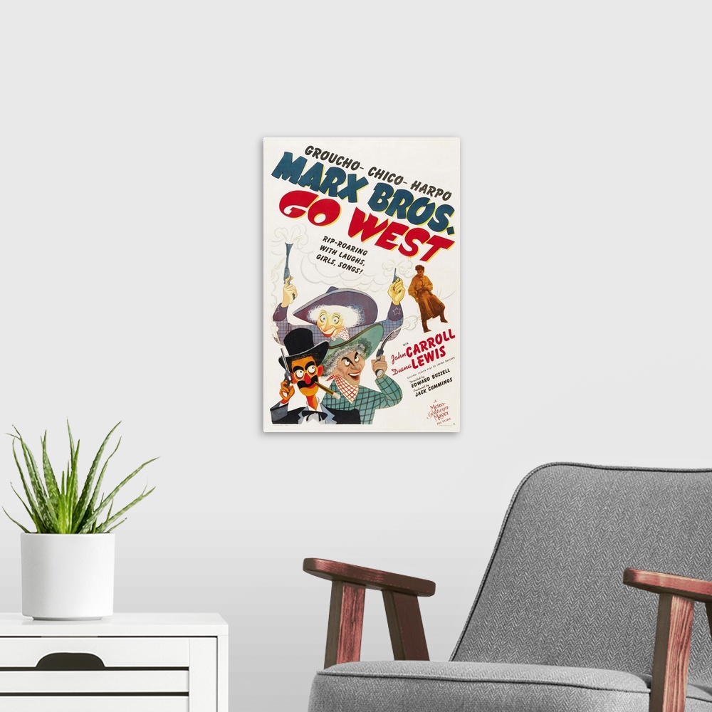 A modern room featuring Go West - Vintage Movie Poster