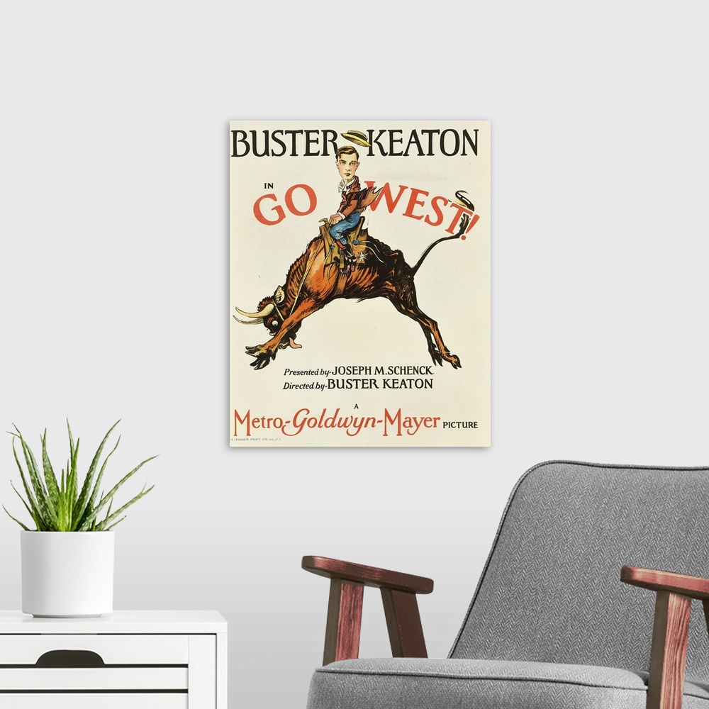 A modern room featuring Go West! - Vintage Movie Poster