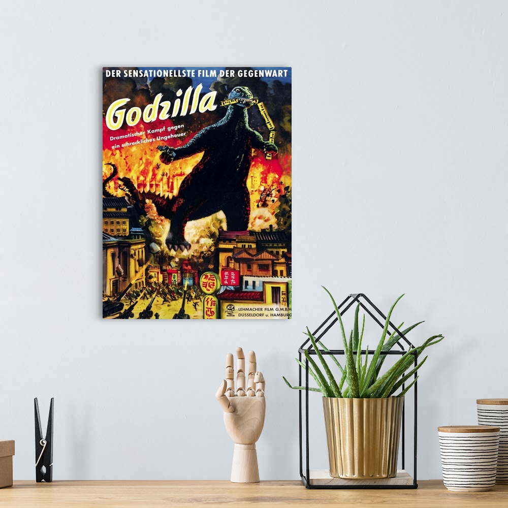 A bohemian room featuring Godzilla, (AKA Gojira), Godzilla On German Poster Art, 1954.