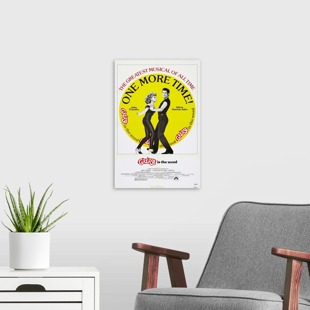 A modern room featuring Grease - Movie Poster