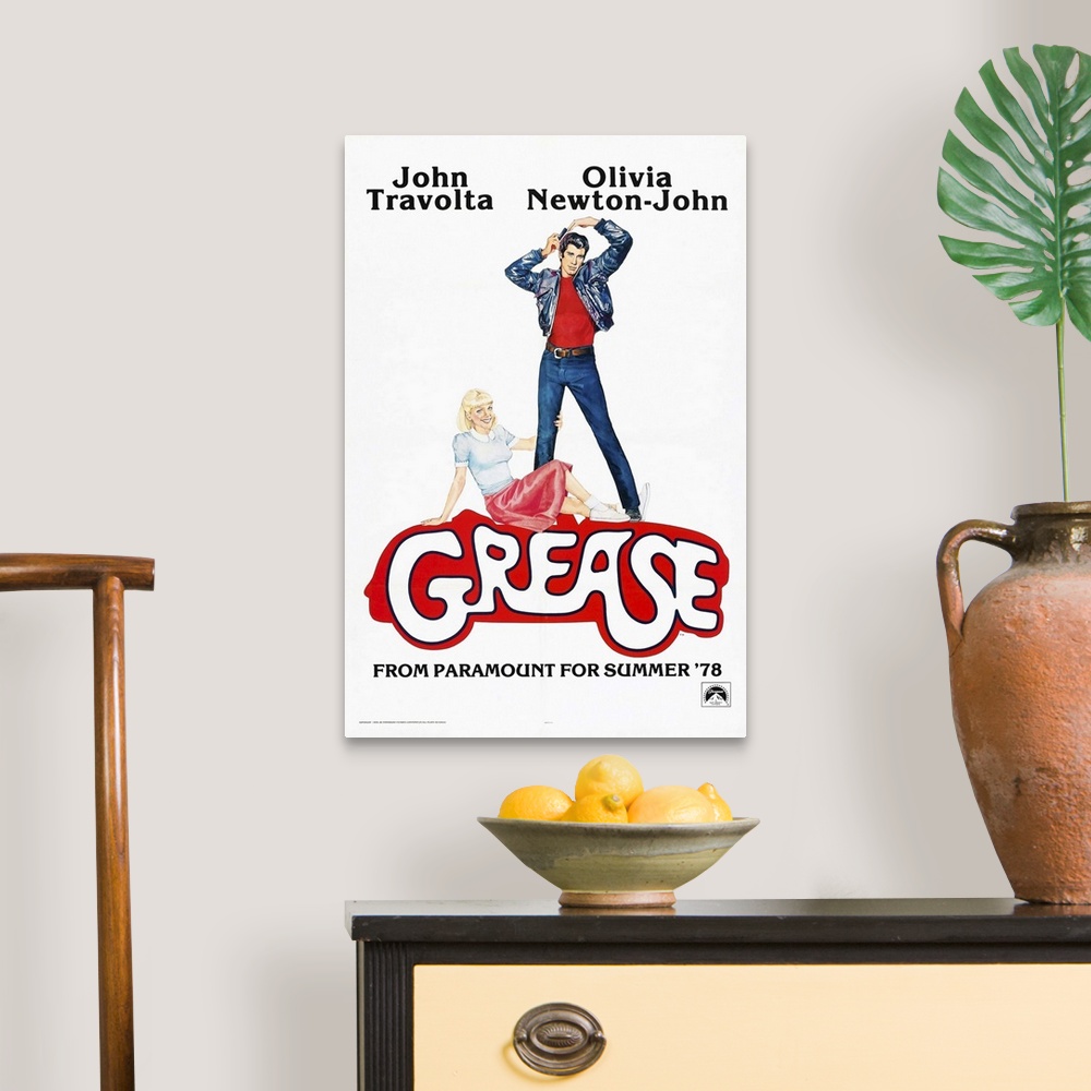 A traditional room featuring Grease - Vintage Movie Poster