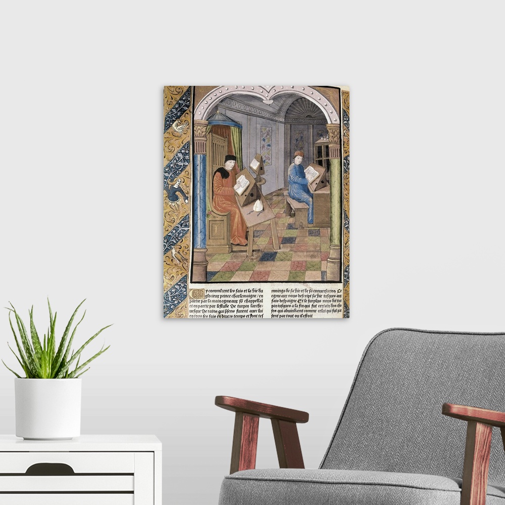 A modern room featuring Great Chronicles of France, edition of Antoine Verard of 1493