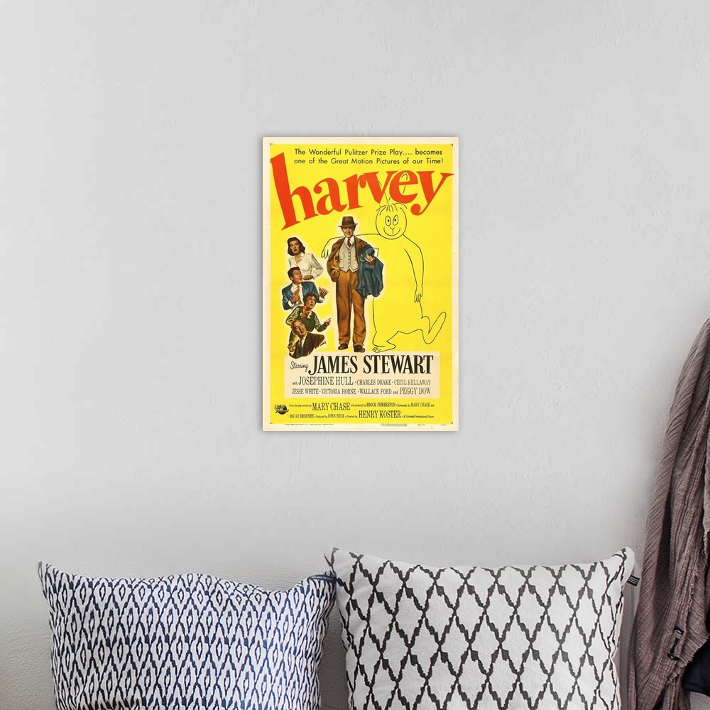 A bohemian room featuring Harvey - Vintage Movie Poster