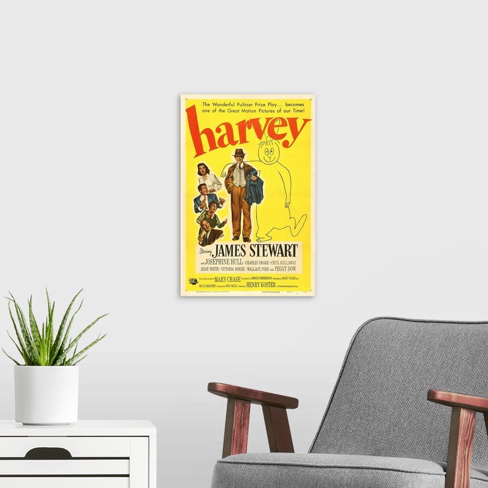 A modern room featuring Harvey - Vintage Movie Poster