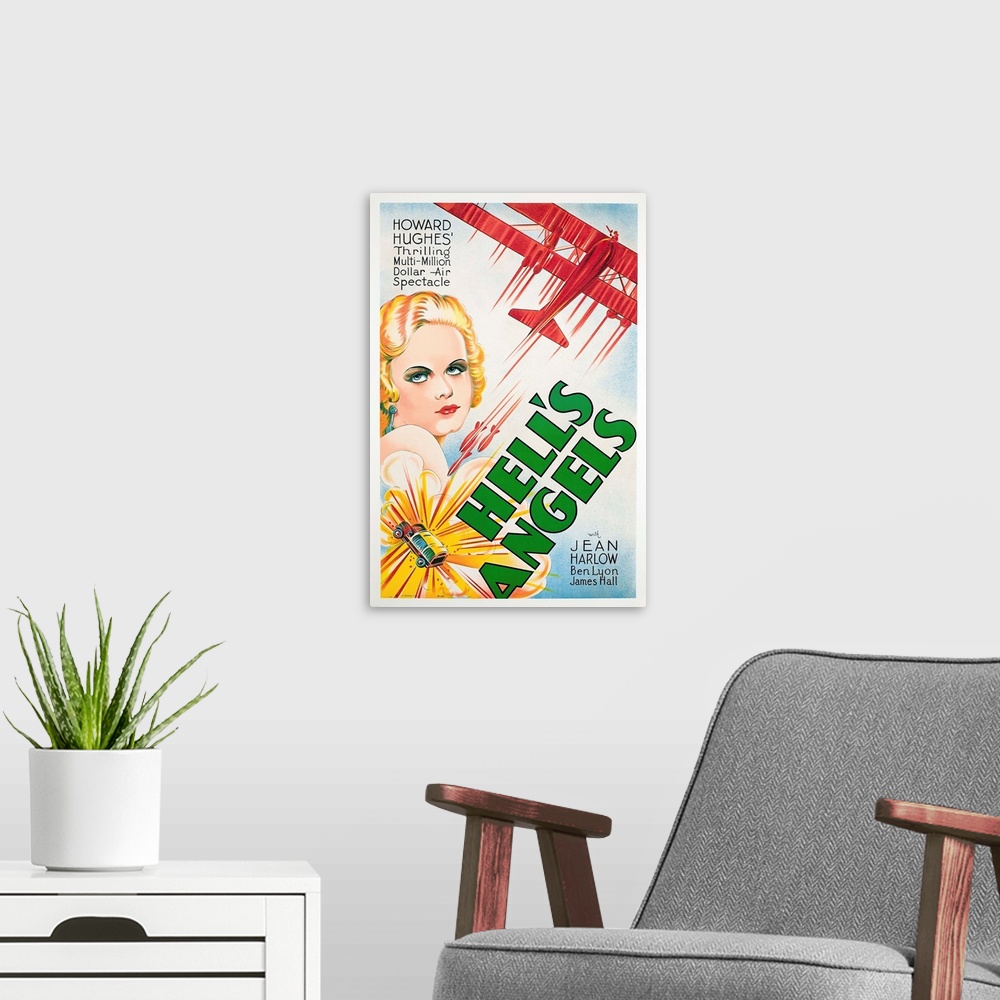 A modern room featuring Hell's Angels - Vintage Movie Poster
