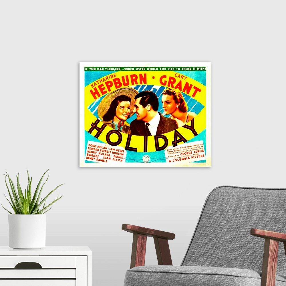 A modern room featuring Holiday - Vintage Movie Poster