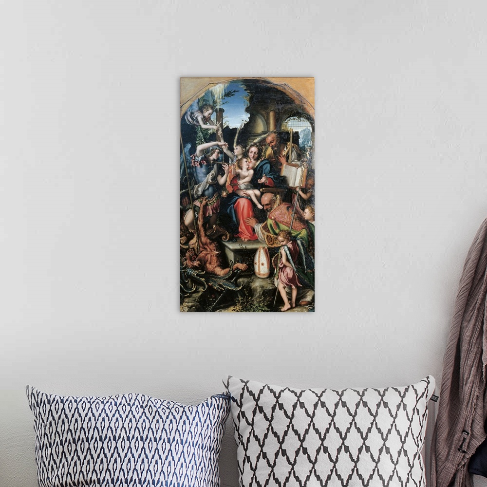 A bohemian room featuring Holy Family with St Michael the Archangel and the Devil Contending for Souls, St Bernard and the ...