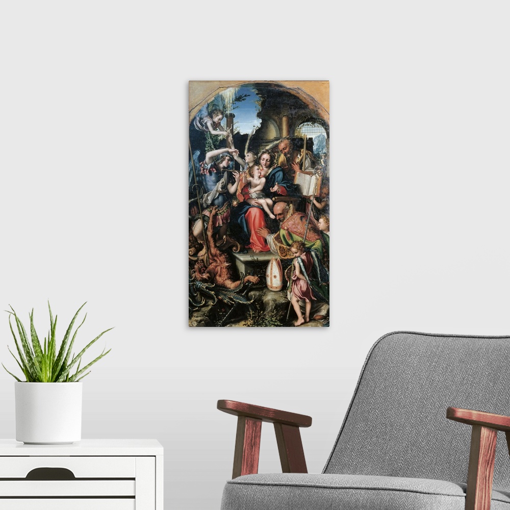 A modern room featuring Holy Family with St Michael the Archangel and the Devil Contending for Souls, St Bernard and the ...