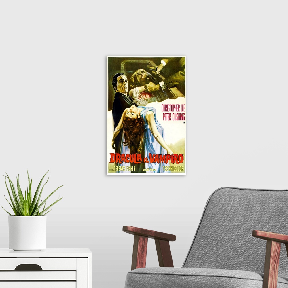 A modern room featuring Horror Of Dracula - Vintage Movie Poster (Italian)
