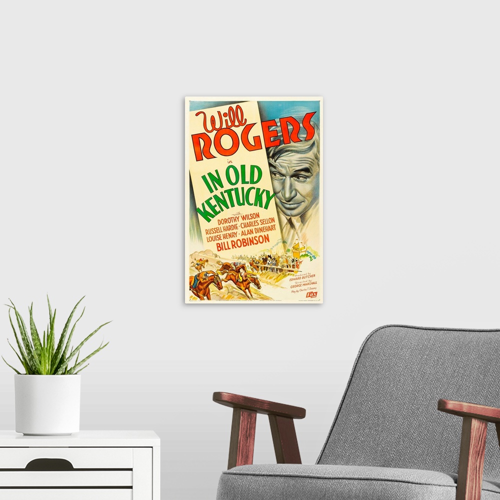 A modern room featuring In Old Kentucky - Vintage Movie Poster