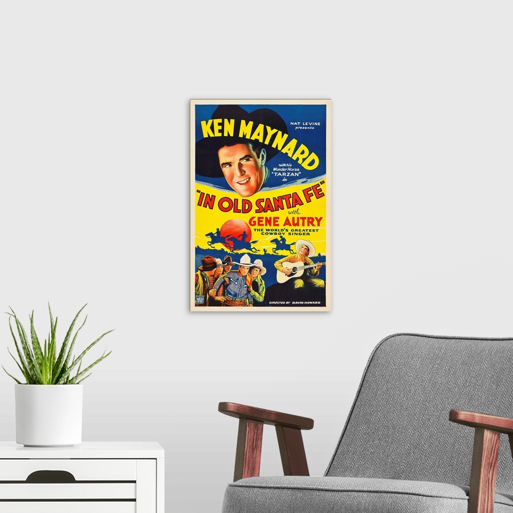 A modern room featuring In Old Santa Fe - Vintage Movie Poster