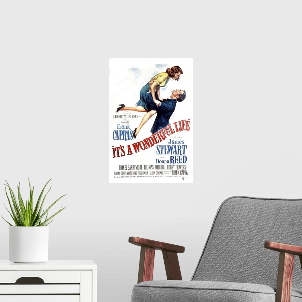 A modern room featuring It's a Wonderful Life - Vintage Movie Poster