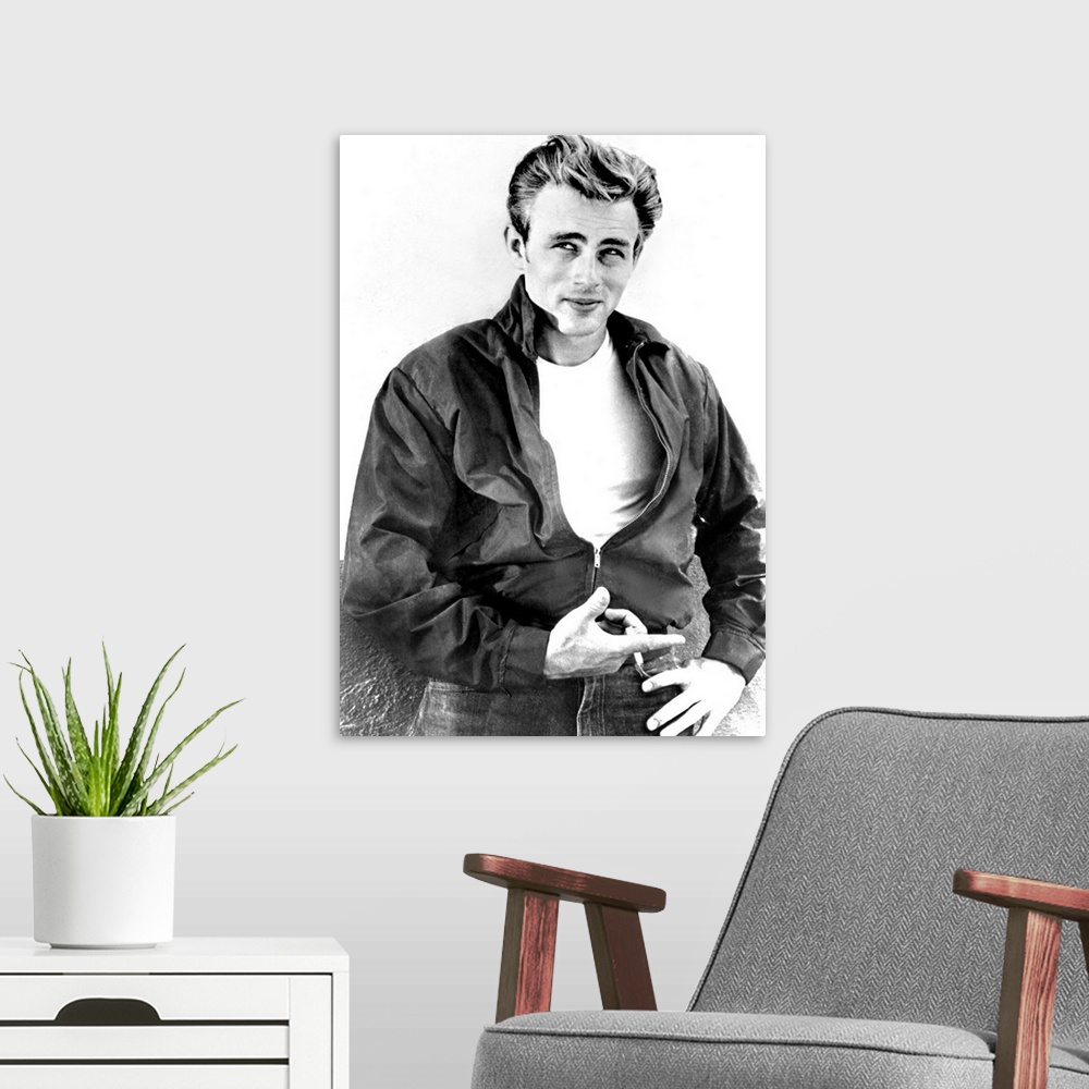 A modern room featuring James Dean in Rebel Without A Cause - Vintage Publicity Photo